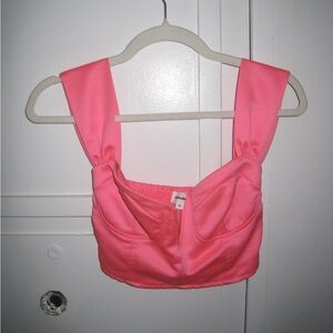 Pink satin cropped corset top size xs